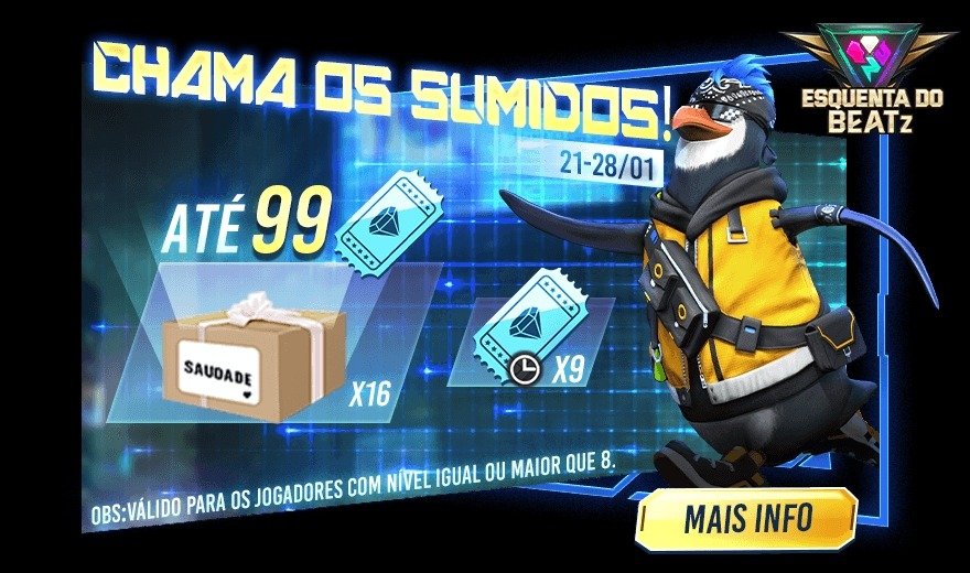Chamar amigo de volta Free Fire 2022 - Compartilhe seu id e ganhe os prêmios